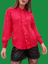 Charger l'image dans la galerie, Chemisier vintage Garance - Rouge à imprimé cachemire irisé. Taille S, 36, 38. Made in France.