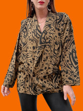 Charger l'image dans la galerie, Veste vintage Ysaline - Croisée à imprimé animalier. Taille XXL, 44, 46. Made in France