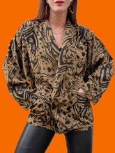 Charger l'image dans la galerie, Veste vintage Ysaline - Croisée à imprimé animalier. Taille XXL, 44, 46. Made in France