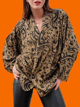 Charger l'image dans la galerie, Veste vintage Ysaline - Croisée à imprimé animalier. Taille XXL, 44, 46. Made in France