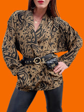 Charger l'image dans la galerie, Veste vintage Ysaline - Croisée à imprimé animalier. Taille XXL, 44, 46. Made in France