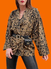 Charger l'image dans la galerie, Veste vintage Ysaline - Croisée à imprimé animalier. Taille XXL, 44, 46. Made in France