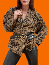 Charger l'image dans la galerie, Veste vintage Ysaline - Croisée à imprimé animalier. Taille XXL, 44, 46. Made in France
