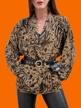 Charger l'image dans la galerie, Veste vintage Ysaline - Croisée à imprimé animalier. Taille XXL, 44, 46. Made in France