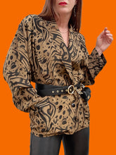 Charger l'image dans la galerie, Veste vintage Ysaline - Croisée à imprimé animalier. Taille XXL, 44, 46. Made in France