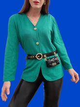 Charger l'image dans la galerie, Cardigan vintage Suzie - Vert texturé. Taille M, 38, 40. Donna de Vincente. Made in Italy