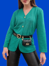 Charger l'image dans la galerie, Cardigan vintage Suzie - Vert texturé. Taille M, 38, 40. Donna de Vincente. Made in Italy