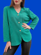 Charger l'image dans la galerie, Cardigan vintage Suzie - Vert texturé. Taille M, 38, 40. Donna de Vincente. Made in Italy