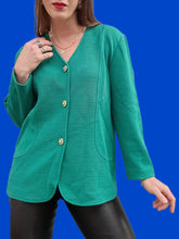 Charger l'image dans la galerie, Cardigan vintage Suzie - Vert texturé. Taille M, 38, 40. Donna de Vincente. Made in Italy