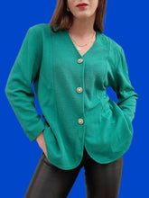 Charger l'image dans la galerie, Cardigan vintage Suzie - Vert texturé. Taille M, 38, 40. Donna de Vincente. Made in Italy