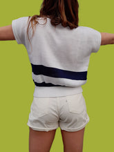Charger l'image dans la galerie, Pull d'été vintage Claudia - Marinières à manches courtes. Taille M, 38, 40. Grand Marine.