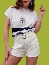Charger l'image dans la galerie, Pull d'été vintage Claudia - Marinières à manches courtes. Taille M, 38, 40. Grand Marine.