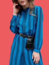 Charger l'image dans la galerie, Robe vintage Abelle - A rayures bleues. Taille S, 36, 38. Jean Biolay. Made in France