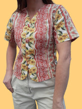 Charger l'image dans la galerie, Chemisier vintage Fanny - Style Provençal fleuri. Taille S, 36, 38
