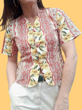 Charger l'image dans la galerie, Chemisier vintage Fanny - Style Provençal fleuri. Taille S, 36, 38