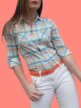 Charger l'image dans la galerie, Chemisier vintage Elynn - A carreaux pastel. Taille XS, 34, 36