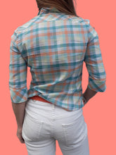 Charger l'image dans la galerie, Chemisier vintage Elynn - A carreaux pastel. Taille XS, 34, 36