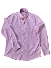 Charger l'image dans la galerie, Chemise "Seconde" Olivier - Blanche à fines rayures roses. Fitted. Taille L, 40, 42. Calvin Klein.