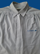 Charger l'image dans la galerie, Chemise vintage Martin - Blanc à rayures bleues à logo. Taille L, 40, 42. La poste. C. Bocage.