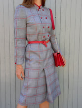 Charger l'image dans la galerie, Robe vintage Magda - Imprimé Prince-de-Galles. Taille M, 38, 40. Françoise de France.