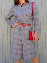 Charger l'image dans la galerie, Robe vintage Magda - Imprimé Prince-de-Galles. Taille M, 38, 40. Françoise de France.