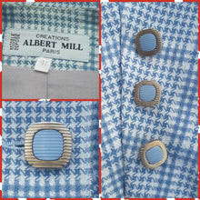 Charger l'image dans la galerie, Ensemble tailleur Couleurs Vintage, blazer et jupe crayon pied de poule blanc et bleu , taille XXL, 44, 46. Albert Mil