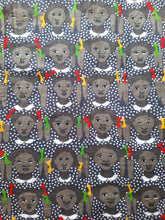 Charger l&#39;image dans la galerie, Jupe vintage Claudia - Imprimé pois et visages Africains. Taille XS, 34, 36. Cacharel. Made in France.
