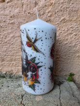 Charger l'image dans la galerie, Bougie grand format - Tattoo old school. Pillar Candle. Temerity Jones.
