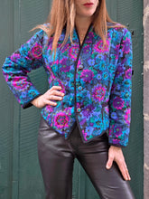 Charger l'image dans la galerie, Veste molletonnée vintage Anna - Imprimé floral éclatant. Taille L, 40, 42. Weill
