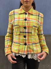 Charger l'image dans la galerie, Veste vintage Ilyana - En tweed texturé aux couleurs lumineuses. XS, 34, 36. David Pallas Paris. Made in France
