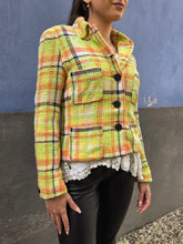 Charger l'image dans la galerie, Veste vintage Ilyana - En tweed texturé aux couleurs lumineuses. XS, 34, 36. David Pallas Paris. Made in France
