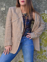 Charger l'image dans la galerie, Blazer boyish vintage Swan - Tweed beige et gris.Taille XL, 42, 44. Cerruti 1881. Made in Switzerland.
