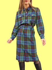 Robe vintage Lisa - Carreaux colorés. Taille M, 38, 40. Guy Dubouis. Made in France