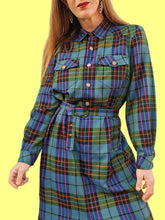 Charger l&#39;image dans la galerie, Robe vintage Lisa - Carreaux colorés. Taille M, 38, 40. Guy Dubouis. Made in France
