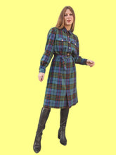 Charger l&#39;image dans la galerie, Robe vintage Lisa - Carreaux colorés. Taille M, 38, 40. Guy Dubouis. Made in France
