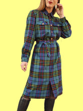 Charger l&#39;image dans la galerie, Robe vintage Lisa - Carreaux colorés. Taille M, 38, 40. Guy Dubouis. Made in France
