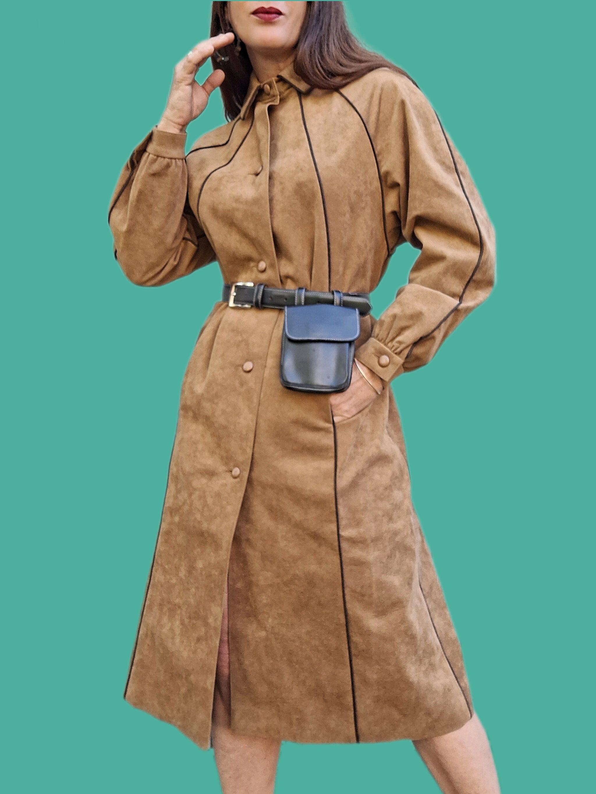 Manteau Vintage Sigma Jeune Adulte – Taille 18, Marron à Rayures, NEUF Avec étiquette
