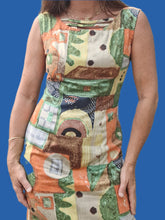 Charger l&#39;image dans la galerie, Robe vintage Amélina - Imprimé géométrique Africain. Taille S, 36, 38.

