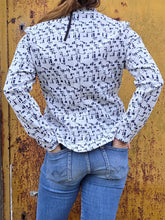 Charger l'image dans la galerie, Blazer vintage Céleste - Imprimé géométrique texturé bleu. Taille L, 40, 42. Jean Girard. Made in France
