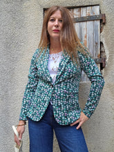 Charger l'image dans la galerie, Veste 'Seconde' Camille - Liberty vert, noir, blanc et rose. Taille S ou 36, 38. ICHI. Made in China
