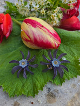 Charger l'image dans la galerie, Boucles d'oreilles Léane - Étoile Florale Mauve &amp; Cristal Givré violet
