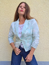 Charger l'image dans la galerie, Veste 'Seconde' Stella - Vert pastel motifs Cachemire Paisley et manches froncées. Taille S, 36, 38.
