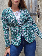 Charger l'image dans la galerie, Veste 'Seconde' Camille - Liberty vert, noir, blanc et rose. Taille S ou 36, 38. ICHI. Made in China
