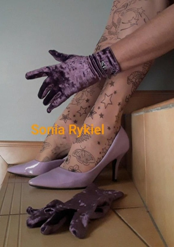 Gants Flavie - Panne de velours violet. Sonia Rykiel