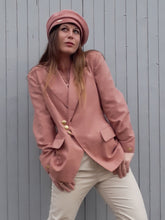 Charger l&#39;image dans la galerie, Blazer Couleurs Vintage rose poudré, Taille M, 38, 40, fermeture croisée
