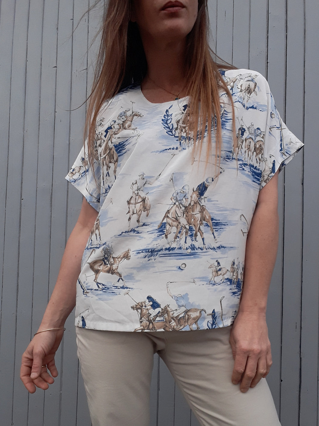 Top vintage Cassandra - Joueurs de polo. Taille XXL, 44, 46. Oversize