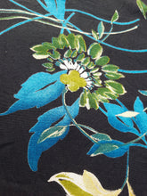 Charger l&#39;image dans la galerie, Chemise vintage Séverine - Imprimé floral bleu pétrole. Taille M, 38, 40. Créaline de Daxon.
