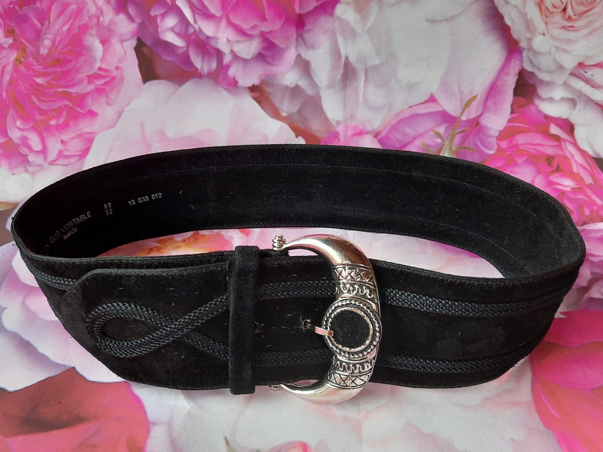 https couleursvintage products ceinture vintage cuir veritable noir et boucle argentee l aiglon