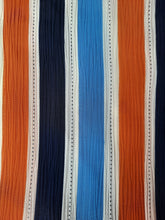 Charger l&#39;image dans la galerie, Chemisette vintage Rita - Rayures colorées bleues et oranges. Taille L, 40, 42. Canda.
