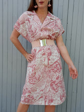 Charger l&#39;image dans la galerie, Robe vintage Nadia - Maxi paisley vieux rose, double boutonnage. Taille XL, 42,44
